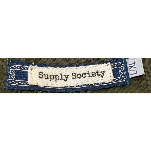 SUPPLY SOCIETY COLD SHOULDER ROUND NECK BLOUSE, WOMENS, L/XL, OLIVE GREEN FLORAL - Picture 9 of 11